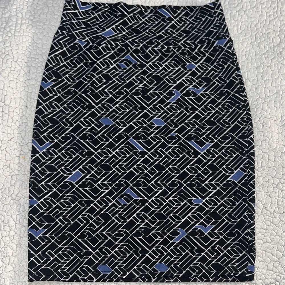 LuLaRoe Black and Blue Patterned Pencil Skirt